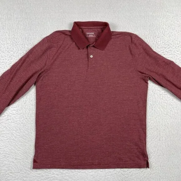 UNTUCKit Cero Long Sleeve Polo Shirt Red Stripe Men’s Medium - Picture 5 of 10